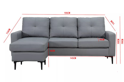 Elm Corner Sofa with Footrest – Modern Grey Fabric | Space-Saving Comfort & Contemporary Design