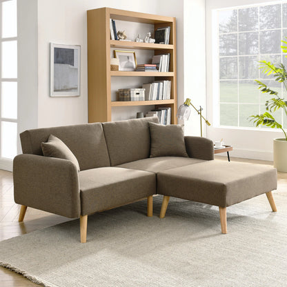 Zara Linen Fabric Corner Sofa Bed with Matching Footstool – Stylish, Space-Saving Comfort