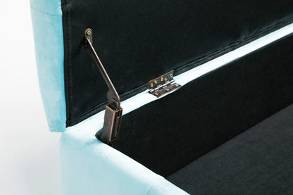 Coco Velvet Ottoman Storage Bench –  Padded Seat with Gold Legs & Hidden Storage