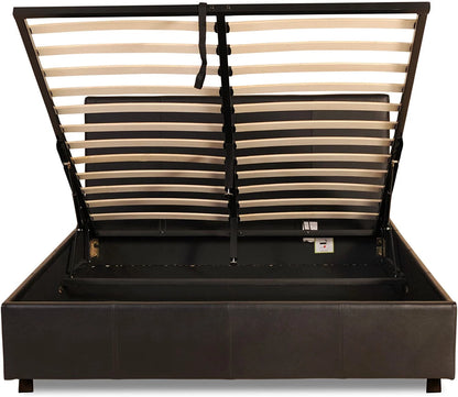 Prado Faux Leather Ottoman Storage Bed – Gas Lift Bed Frame – Brown or Black