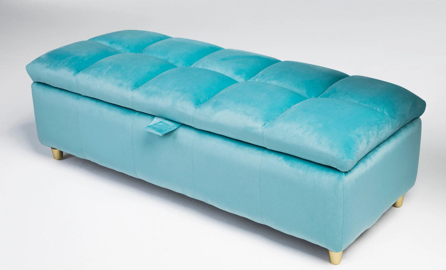 Coco Velvet Ottoman Storage Bench –  Padded Seat with Gold Legs & Hidden Storage