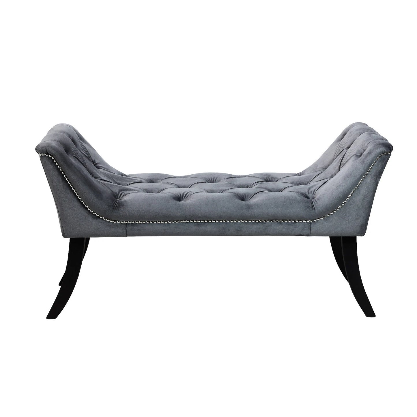 OLGA Upholstered Velvet Bench Seat with Beading –Tufted Bedroom or Hallway Stool
