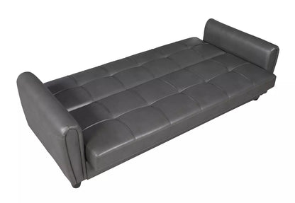 Zinc 3 Seater Faux Leather Sofa Bed with Hidden Storage In PU Leather