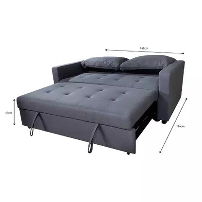 Fabric 2 Seater Double Sleep Grey, Brown & Lime Omari Modern Stylish (SOFA BED)