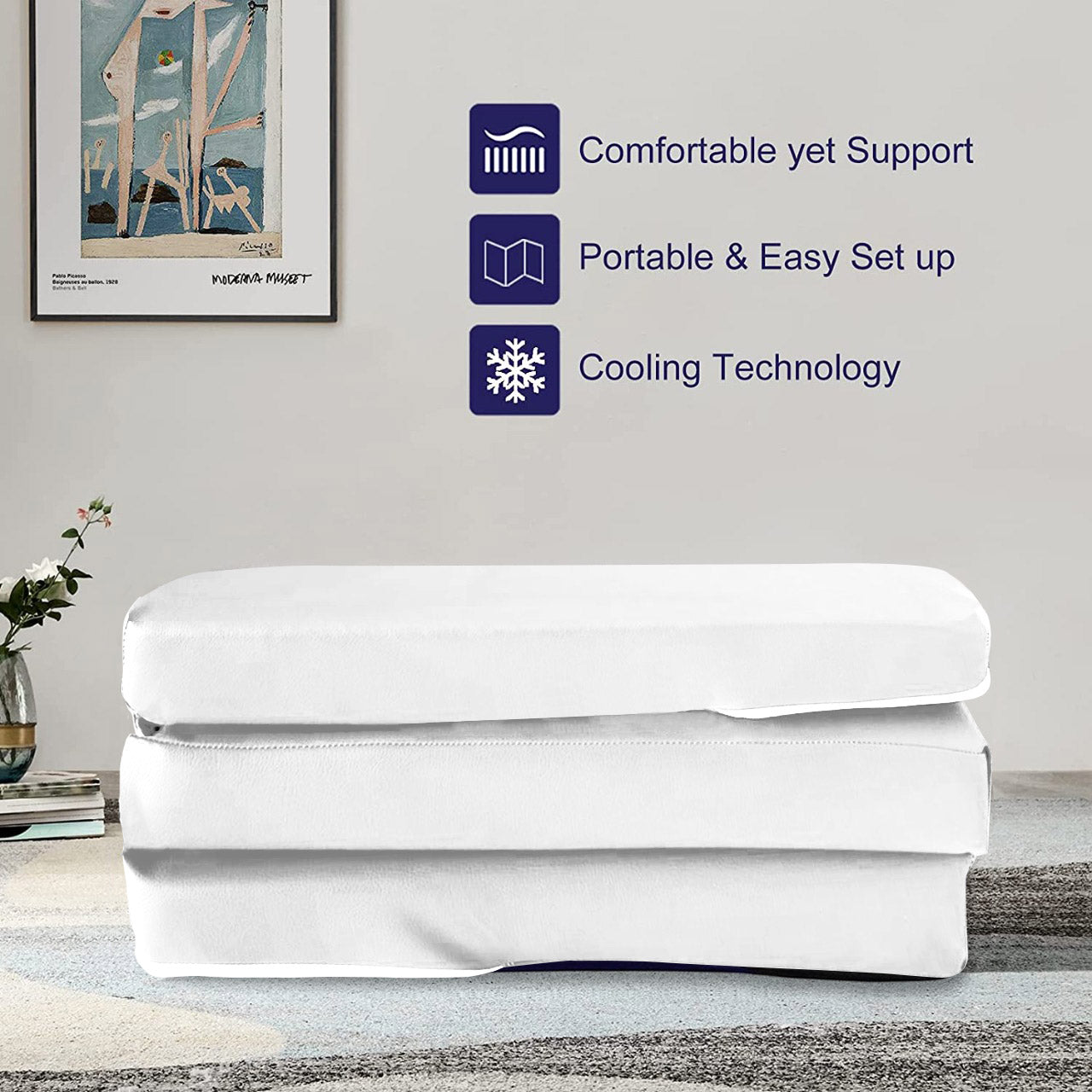 Kids Folding Faux Leather Futon Mattress - Multiple Colours Available