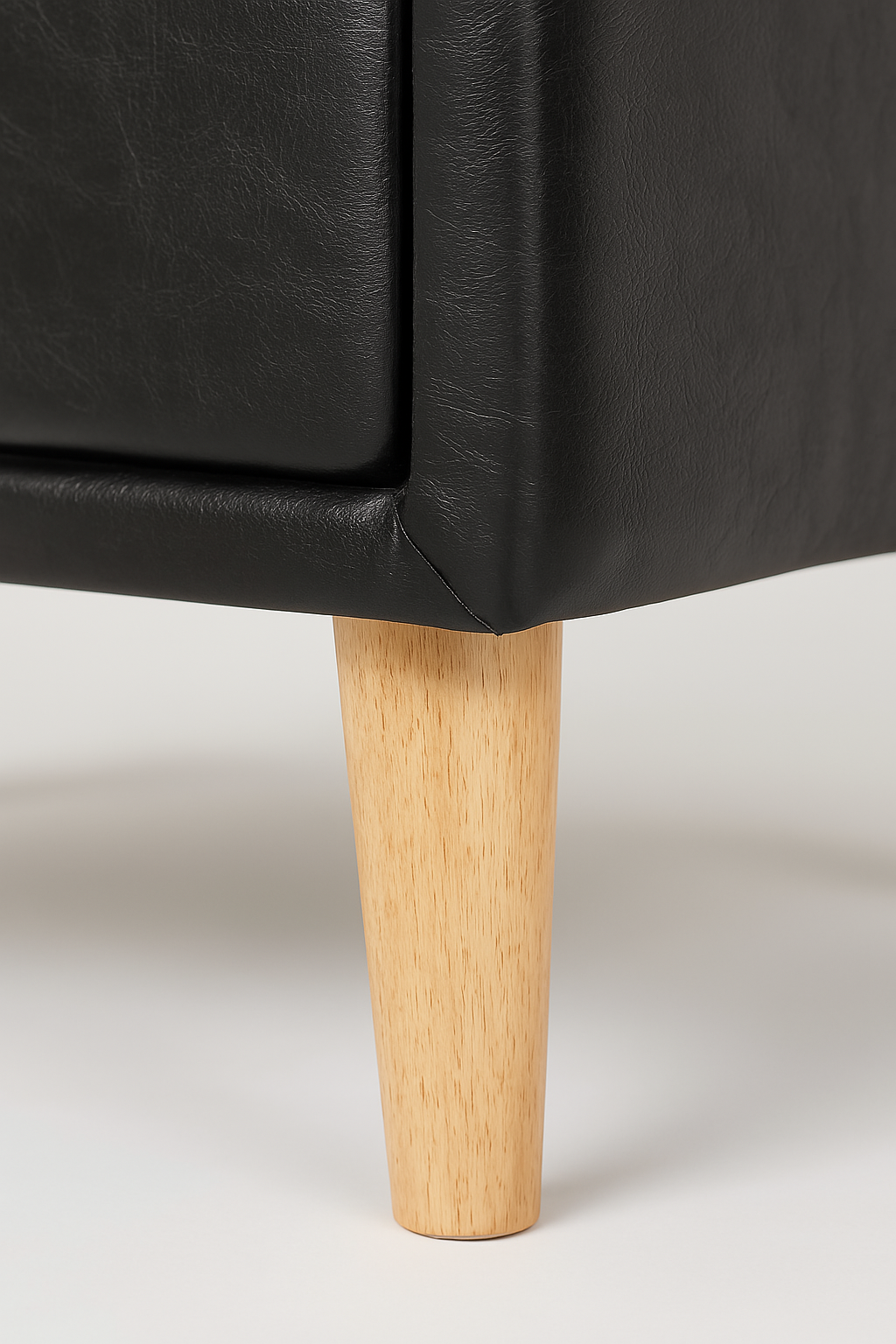 Modern Bedside Table with 2 Storage Drawers | PU Leather & Wood Nightstand